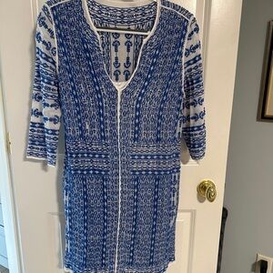 Dodo Bar Or Blue and White Boho Mini Dress